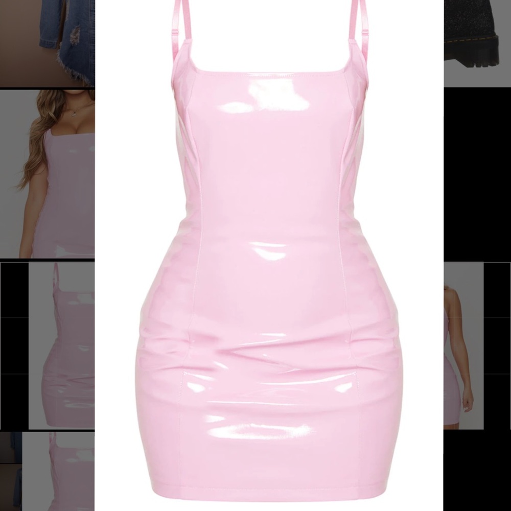 Baby Pink PU Bodycon Dress